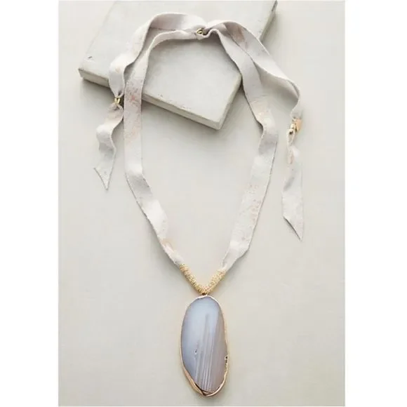 Anthropologie Agate Necklaces | Mercari Anthropologie Grey Agate Pendant Necklace NWT main image 1